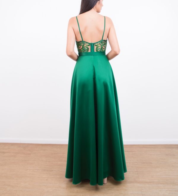 VESTIDO ESTRURADO VERDE BLUSA BORDADA FORMANDA