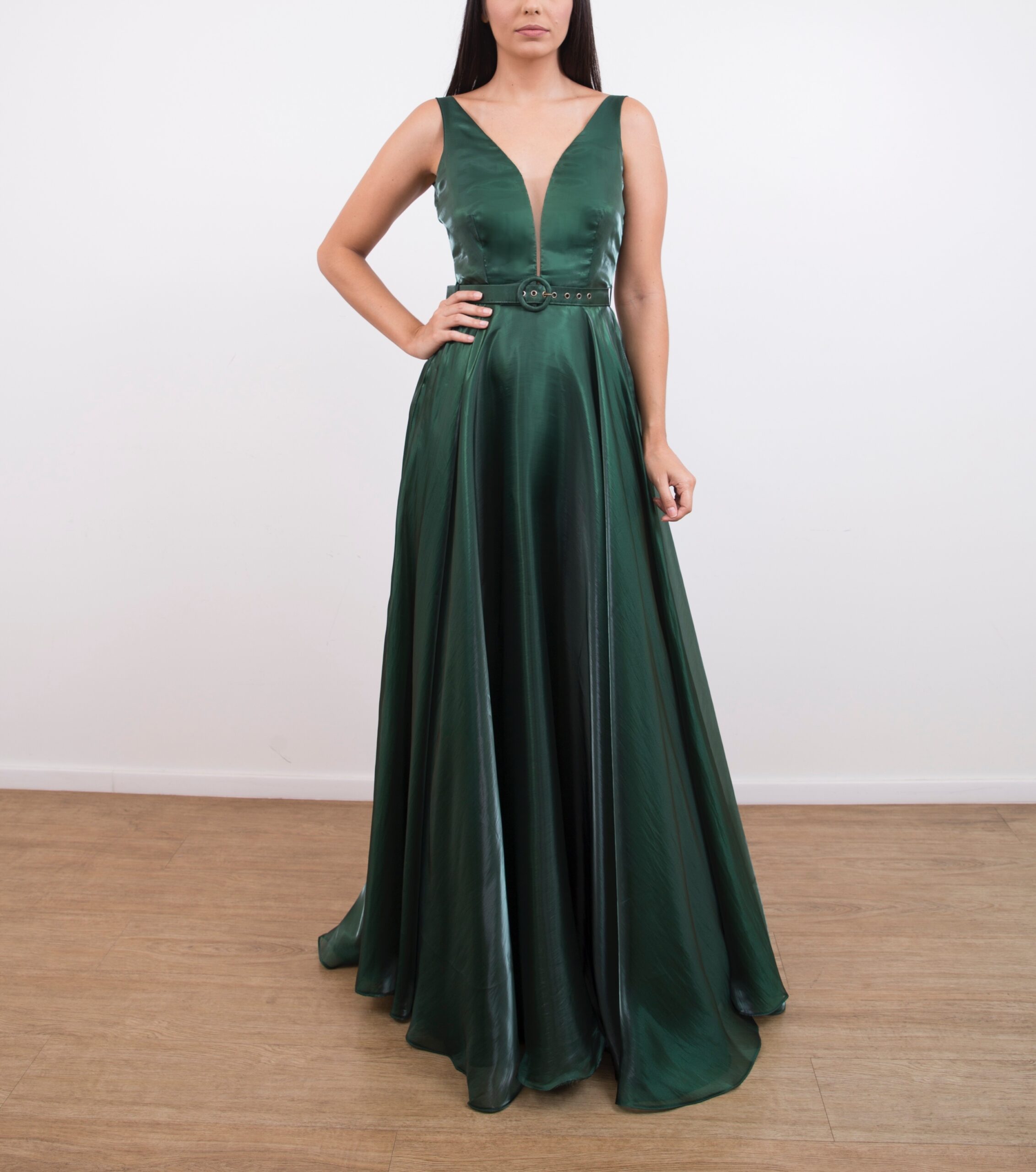 Vestido verde liso 2025