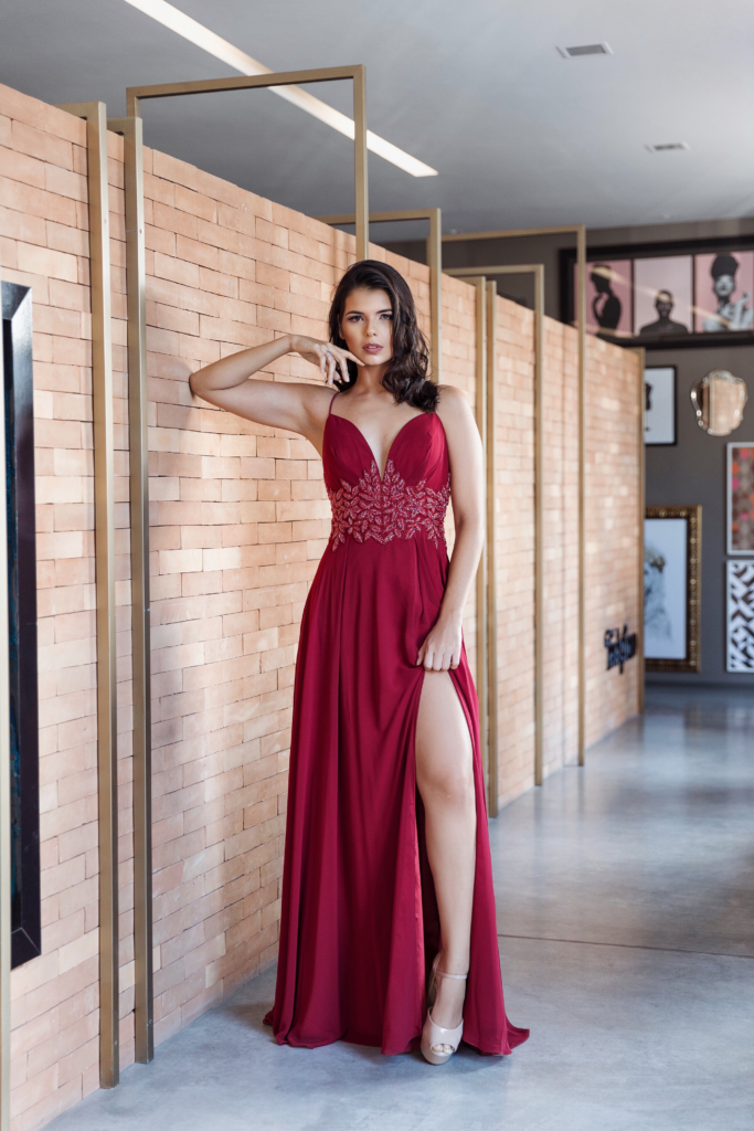 vestido longo marsala fluido