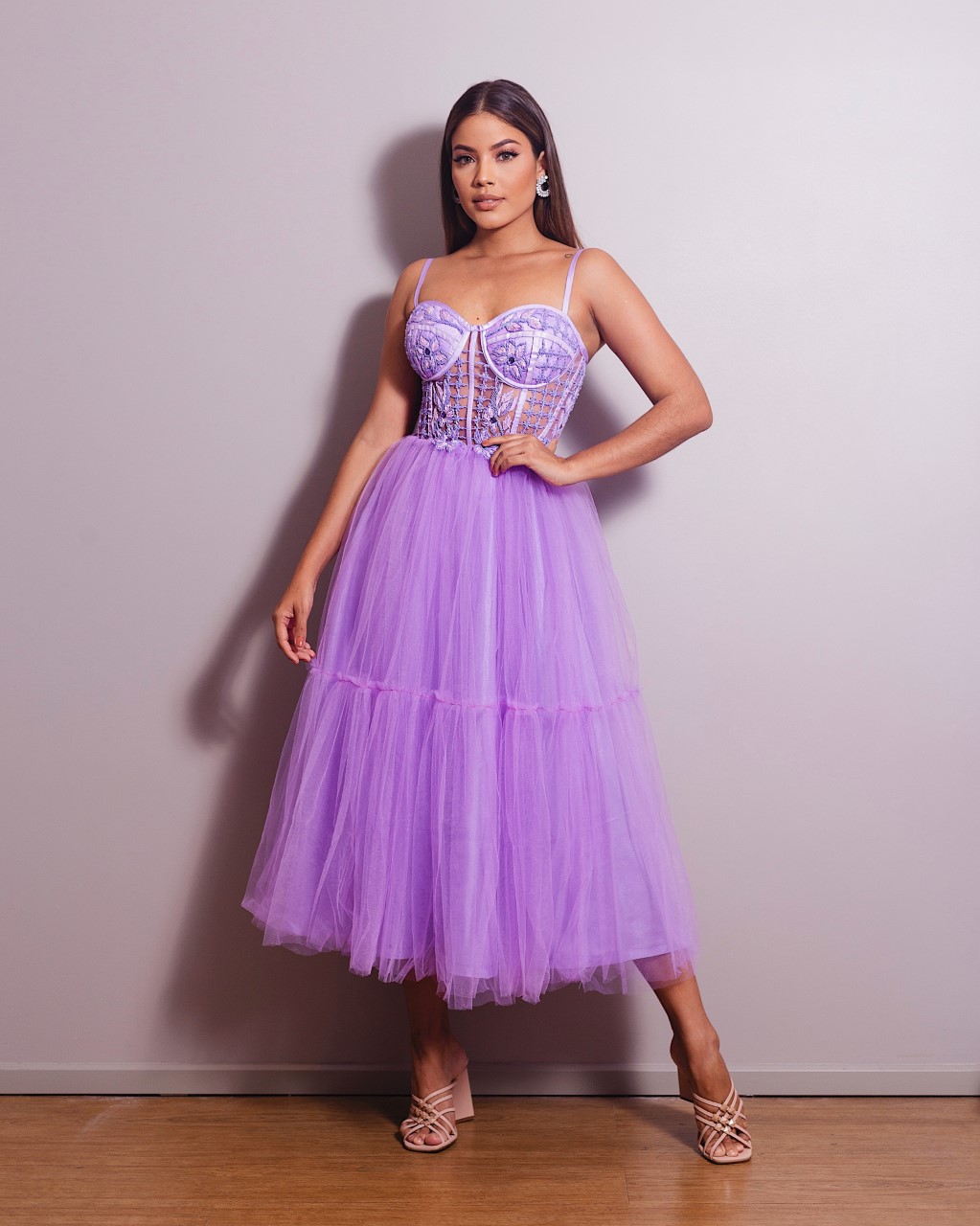 Vestido sales midi lavanda